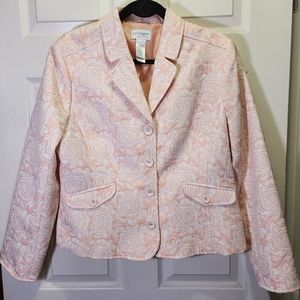 Villager Light Peach Embroidered Rose Blazer Size 16